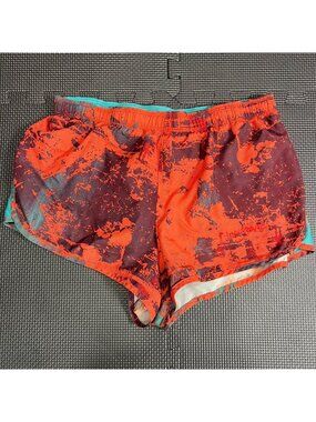 Nike Livestrong Dri-Fit Running Shorts Small Red & Aqua Abstract Print